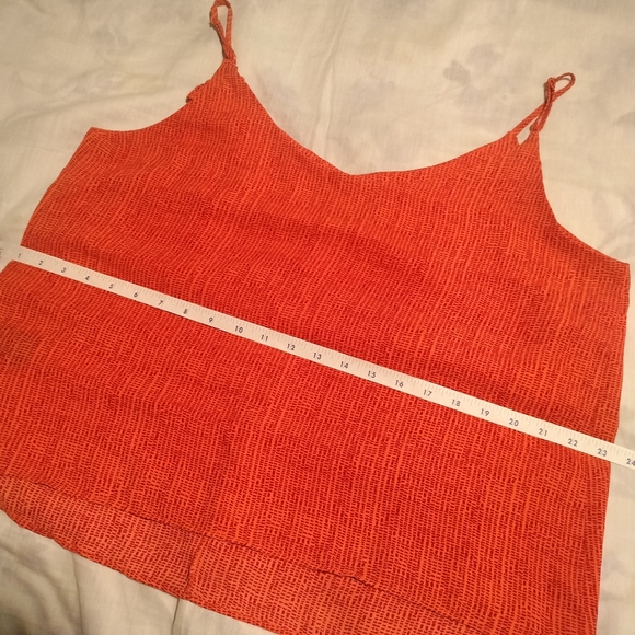 Simply Styled Red & Orange V-Neck Ruffled Spaghetti Strap Top XL Petite - Picture 3 of 7